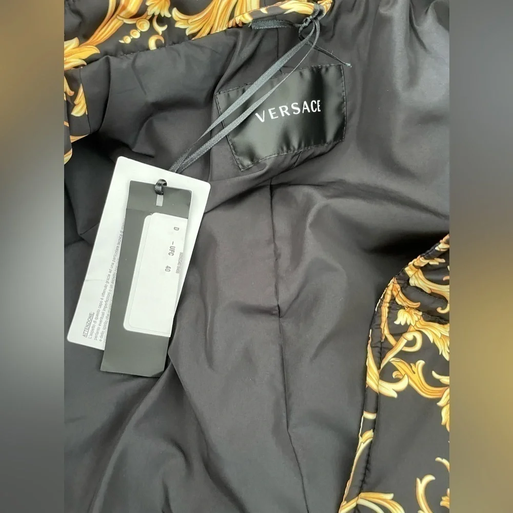RARE Versace women gold Medusa barrocco puffer coat NWT